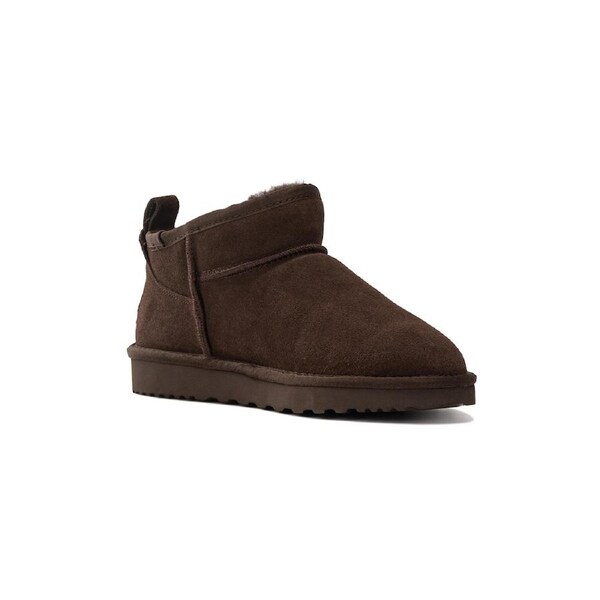 AUS WOOLI UGG Airlie Sheepskin Ultra Mini Boots In Chocolate AU WOMEN 11/AU MEN 9