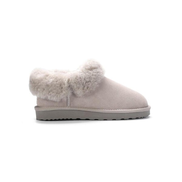 AUS WOOLI UGG Unisex Coogee Sheepskin Wool Ankle Slippers In Light Grey AU WOMEN 10/AU MEN 8