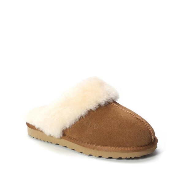 AUS WOOLI UGG Unisex Sydney Sheepskin Wool Slippers In Chestnut/Tan AU WOMEN 11/AU MEN 10