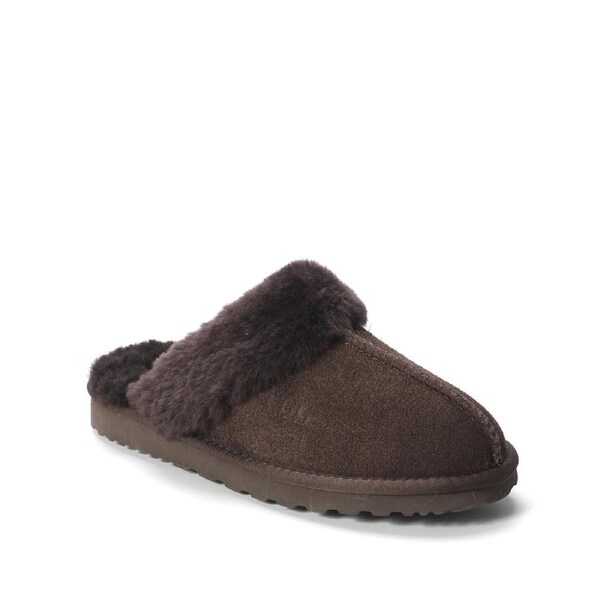 AUS WOOLI UGG Unisex Sydney Sheepskin Wool Slippers In Chocolate AU WOMEN 11/AU MEN 10