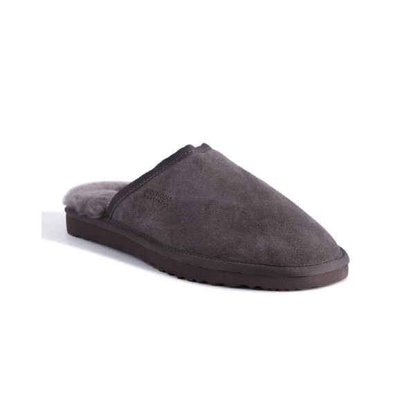 AUS WOOLI UGG Unisex Manly Sheepskin Wool Slippers In Grey AU WOMEN 14/AU MEN 12