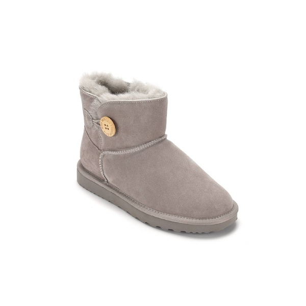 AUS WOOLI UGG Cabarita Sheepskin Short Button Boots In Light Grey AU WOMEN 7/AU MEN 5