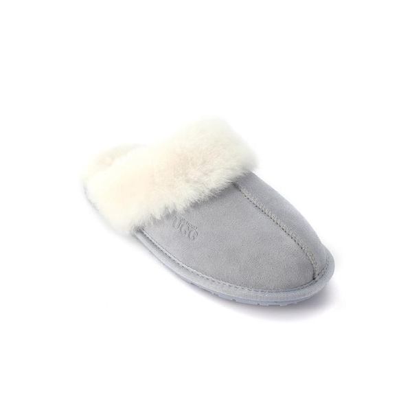 AUS WOOLI UGG Unisex Shelley Sheepskin Wool Slippers In Blue AU WOMEN 8/AU MEN 6