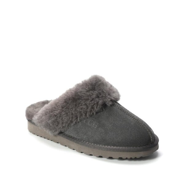 AUS WOOLI UGG Unisex Sydney Sheepskin Wool Slippers In Grey AU WOMEN 5/AU MEN 3