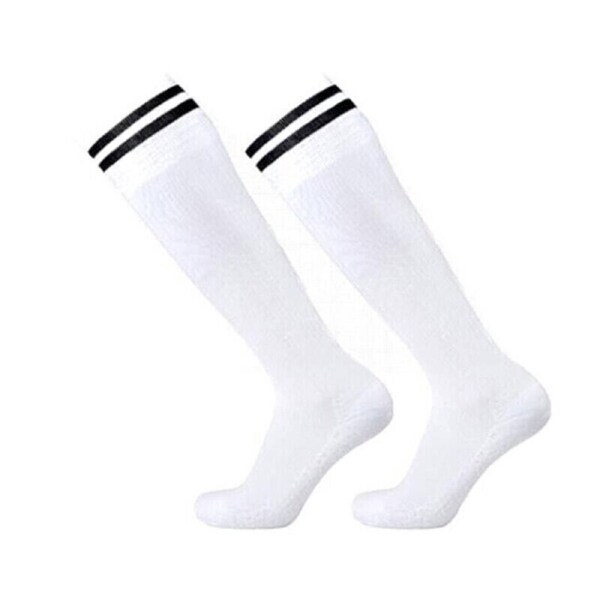 Kids Adult High Knee Soccer Football Socks White-Black line / Kids