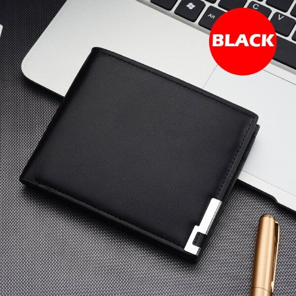 Mens PU Leather Wallet Coin Purse Wallet Multiple Card Slots Black