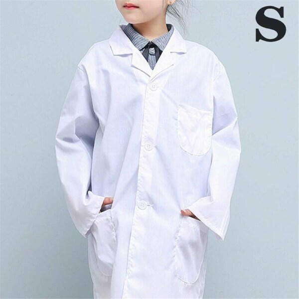 Kids White Lab Coat Doctors Scientist Children Fancy Dress Costume Girls Boys Small(110-125cm)