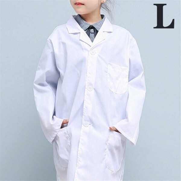 Kids White Lab Coat Doctors Scientist Children Fancy Dress Costume Girls Boys Large (135-145cm)