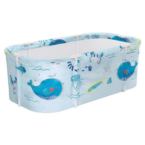 Weisshorn Foldable Bathtub PVC Spa Bucket Inflatable Cushion Blue & Navy Blue Model 1 -114x62x46cm