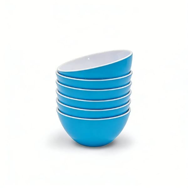 14.5CM Melamine Bowls Set, Melamine Cereal/Soup/Salad Bowls, Set of 6 6PCS Blue