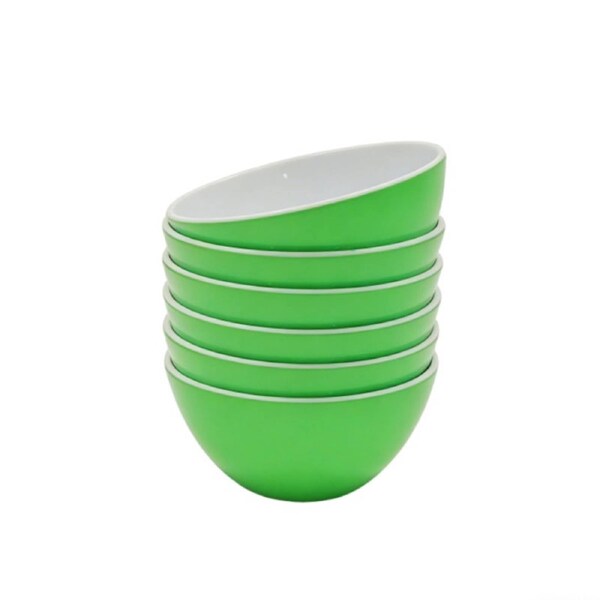 14.5CM Melamine Bowls Set, Melamine Cereal/Soup/Salad Bowls, Set of 6 6PCS Green