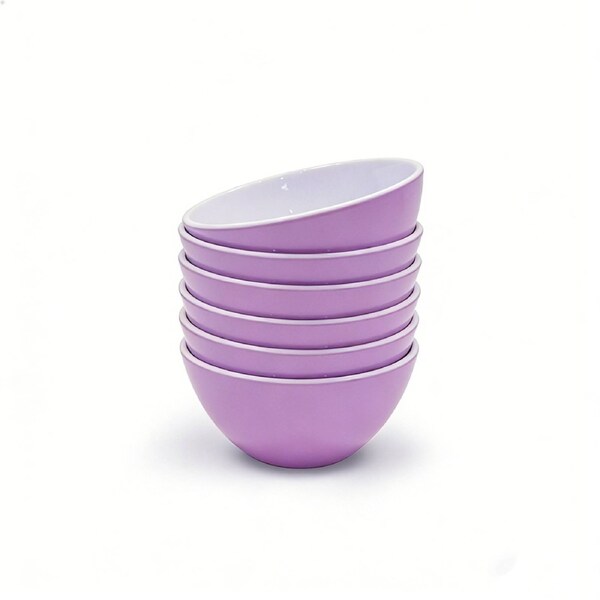 14.5CM Melamine Bowls Set, Melamine Cereal/Soup/Salad Bowls, Set of 6 6PCS Purple