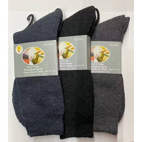 Mens Merino Wool Blend Thermal Socks 7-14 Business Black Grey Navy Dark Grey (one pair) / 7-11 (one pair)