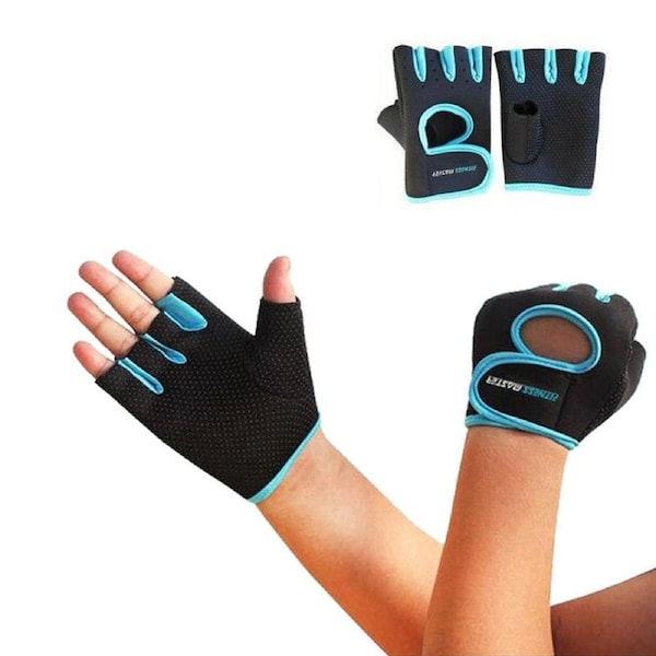 Premium Men Women Gym Gloves Exercise Training Workout Fitness Sports Gloves Blue / S