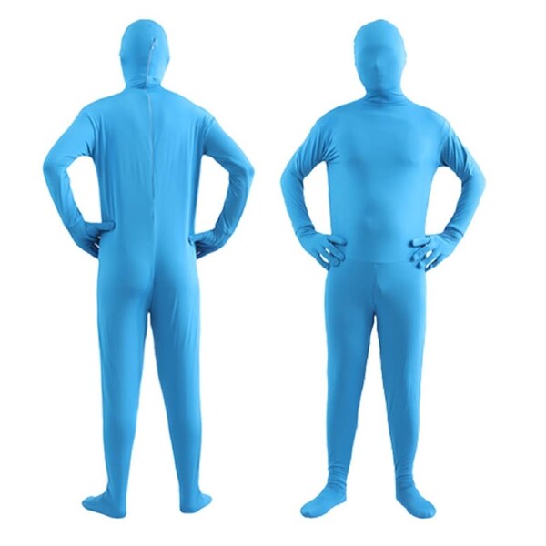 Kids Adult Light Blue Morphsuit Costume Invisible Man Second Skin Cosplay L