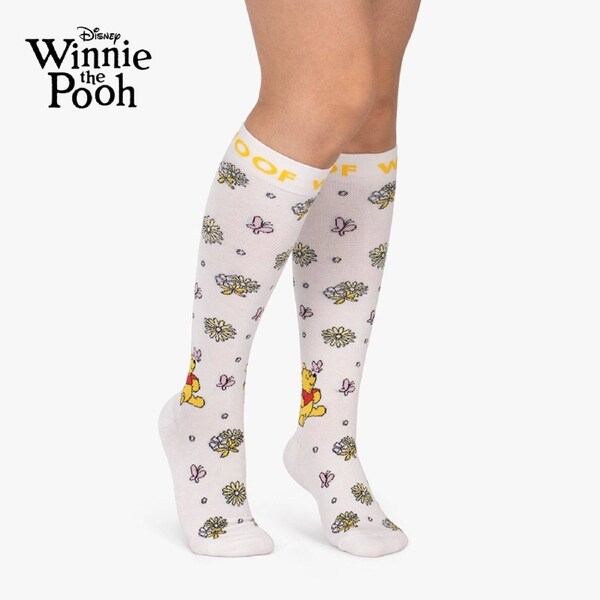 Dr Woof Disney’s Winnie the Pooh and Friends Bamboo Compression Socks, Flower Patch L