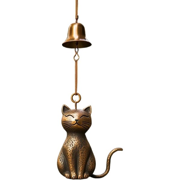 Velocity Cat Wind Chime 20cm Cat Memorial Wind Gardens Cats Ornament Winds Animals Statue for Lucky Gift B