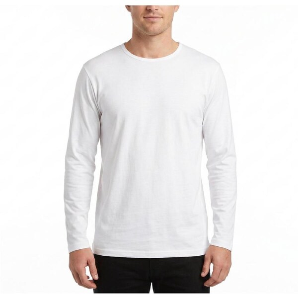 Mens 100% COTTON PLAIN LONG SLEEVE TOP Basic T Shirt Tee Slim Fitted Style XL