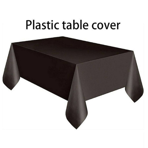 Rectangle Table Cloth Water Stain Resistant Party Tablecloth Desk Cover Mat Black - Plastic