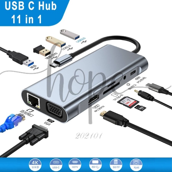 6in1/8in1/11in1 USB-C Type C Hub HDMI USB 3.0 HUB Adapter For MacBook Pro iPad Type C 11 in 1 Hub