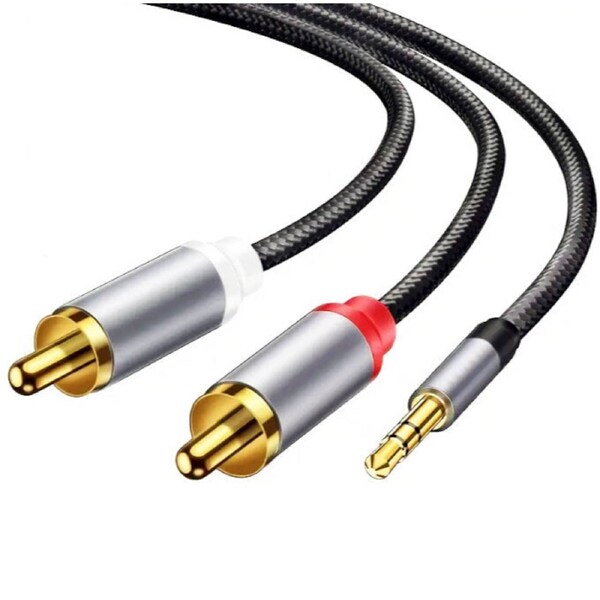 1.5/3/5 M Premium Quality AUX 3.5mm to 2 RCA Cable Y Converter Cord Connector 5 M