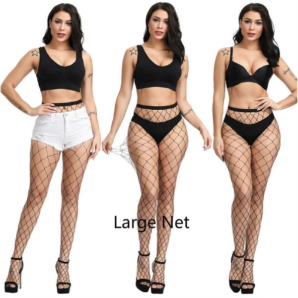Women Fishnet Stockings Pantyhose Mesh Fishnets Tights Anti Hook Nylon Panty Large Net