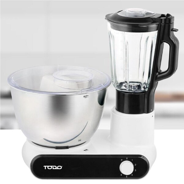 TODO Electric Stand Mixer 6L Stainless Steel Bowl Blender Attachment 7 Speed White