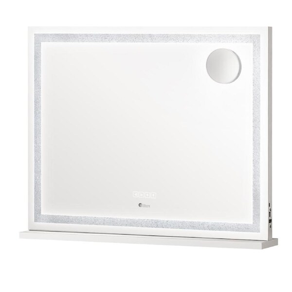 Oikiture Hollywood Mirrors Makeup Magnifying Mirror Bluetooth with LED Lights Model 4 80x62cm-Crystal