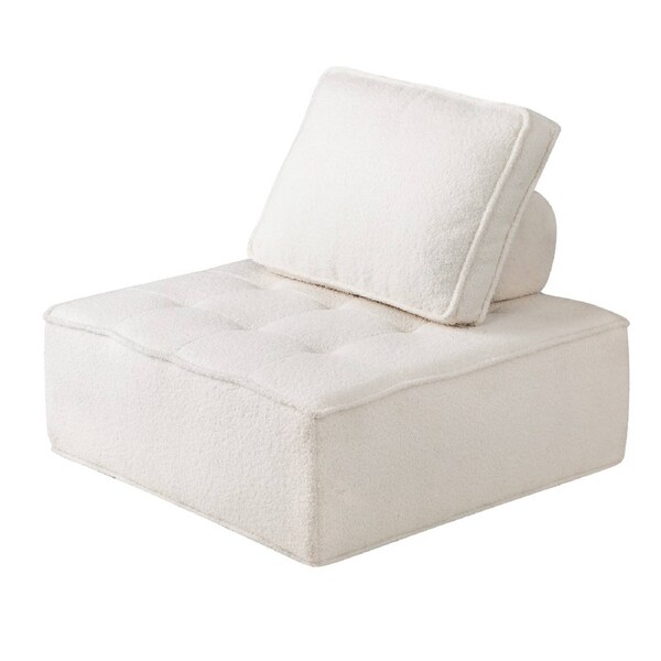 Oikiture 1-4PCS Modular Sofa Lounge Chair Armless Adjustable Back Sherpa White/Black/Brown/Grey 1PC/White