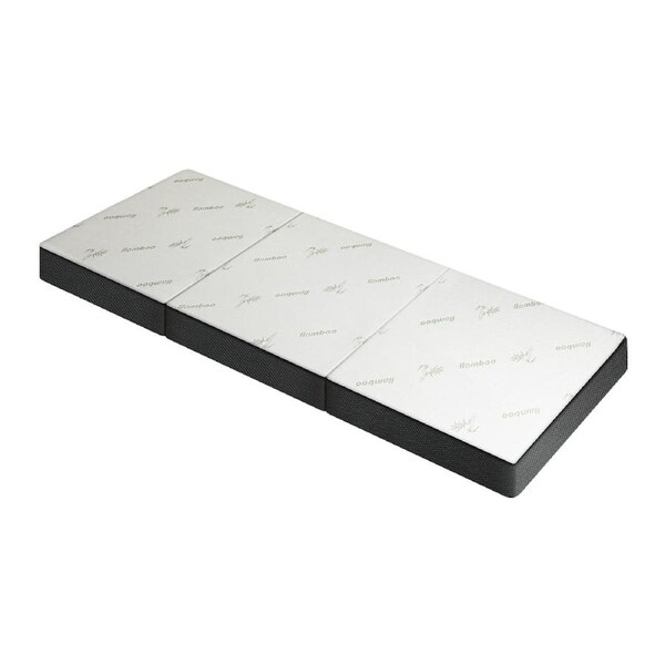 Bedra Folding Mattress Foldable Bed 3 4 Fold Sleeping Floor Mat Camping Cushion Model 1-White Bamboo-Single