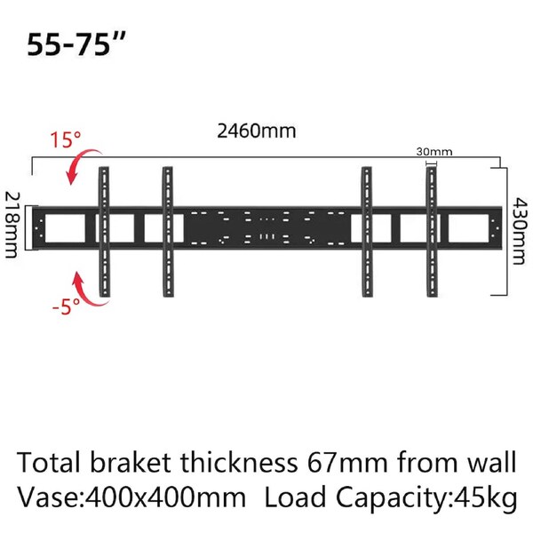 Multiple Tv Monitor Wall Mount Menu Board 2460mm 2 screens