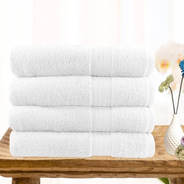 Softouch 4 PCS Ultra Light Quick Dry Premium Cotton Bath Towel 500GSM 4*Bath Towel white
