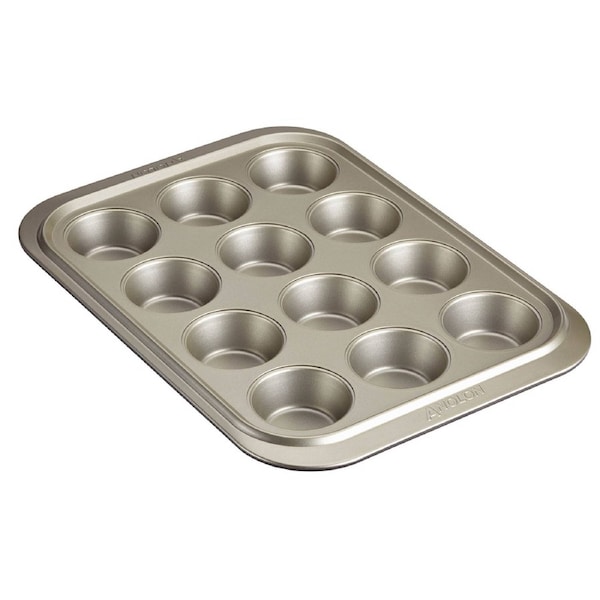 Anolon Ceramic Reinforced Muffin Pan 12 Cup Champagne and Black