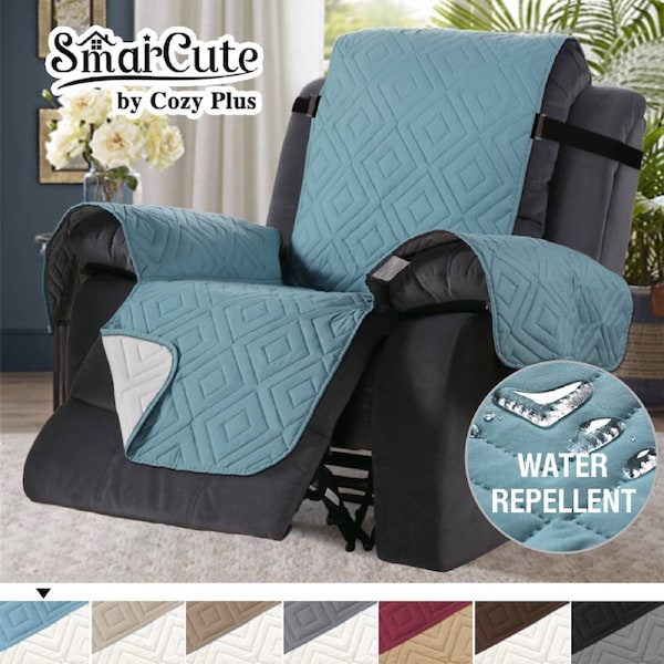 Recliner Cover Chair Reclining Chair Cover Protect from Pets/Kids Non Slip Cover Stone Blue/Beige