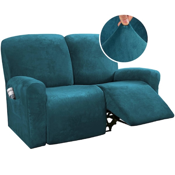 Recliner Sofa Cover for 2/3 Seater Velvet Couch Covers for Reclining Couch Cover Deep Teal / 2 Seater