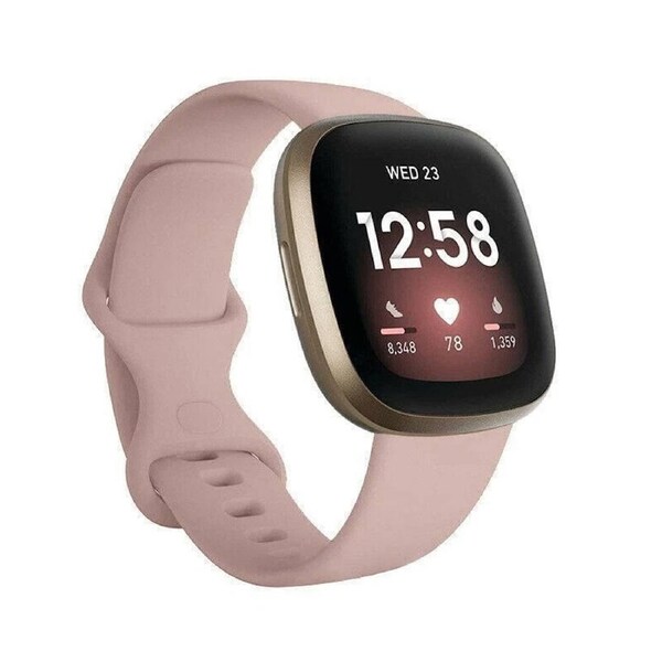 Fitbit Versa 3 4 Sense Sense 2 Smartwatch Soft Silicone Replacement Band Light Pink Small