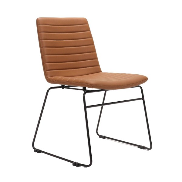 Pixel Sled Base Chair - Modern Visitor Chair with Contoured Shell and Sleek Chrome Frame Brown