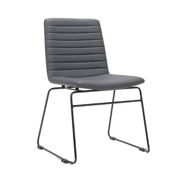 Pixel Sled Base Chair - Modern Visitor Chair with Contoured Shell and Sleek Chrome Frame Gray