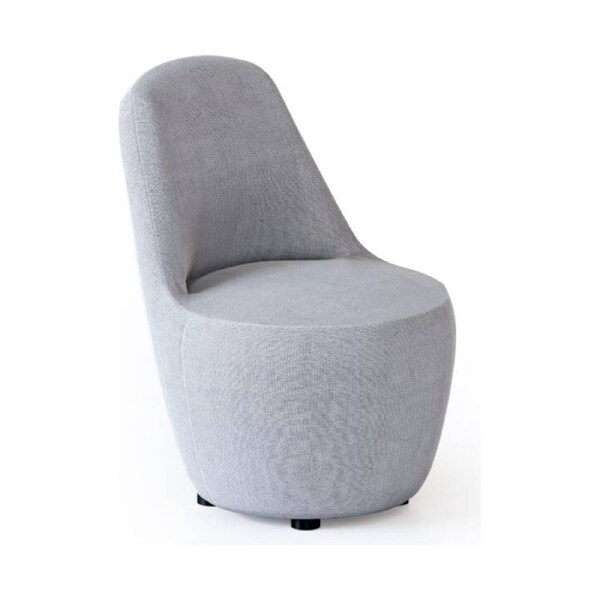 Myk Single Lounge Chair - Upholstered Armchair with Curved Comfort Design and Timber Base Gray