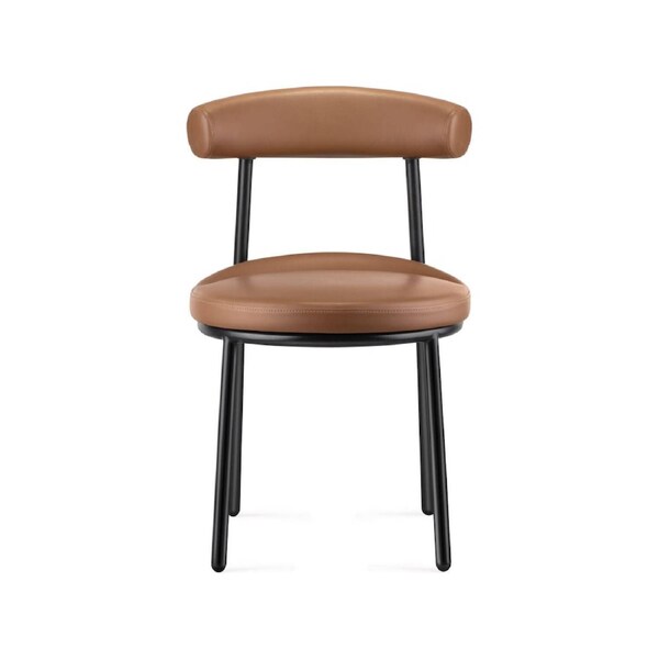 Nyx Breakout Chair - Designer Faux Leather Lounge Chair with Curved Back & Sleek Black Legs Brown