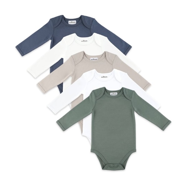 5pc The Peanutshell Baby Snap Front Long Sleeve Bodysuits Cotton Multicolour 0