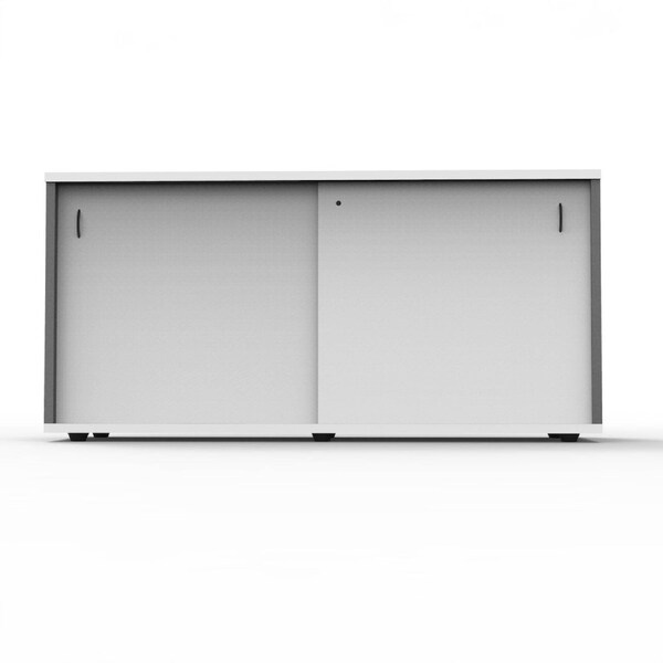 Rapidline Rapid Infinity Sliding Door Credenza - Office Storage Cabinet - White Finish White
