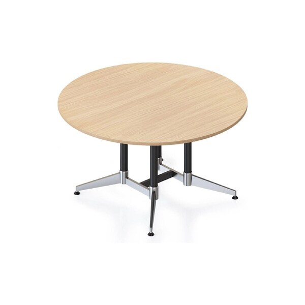 Typhoon Round Meeting Table - Modern Round Office Table with Floating Top and Steel Base Beige