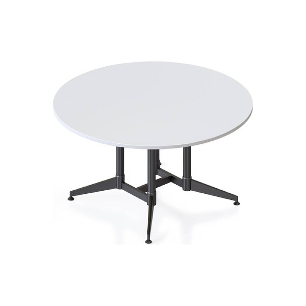 Typhoon Round Meeting Table - Modern Round Office Table with Floating Top and Steel Base White