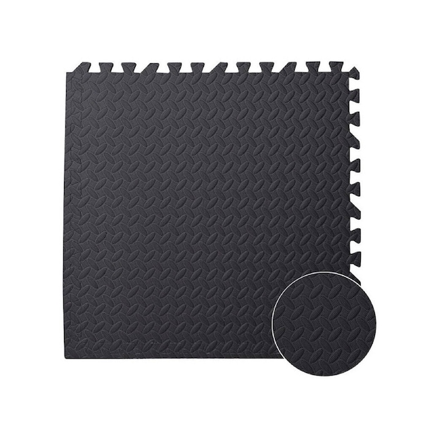 Soft EVA Rubber Foam Play Interlocking Floor Mats Camping Gym Exercise Black