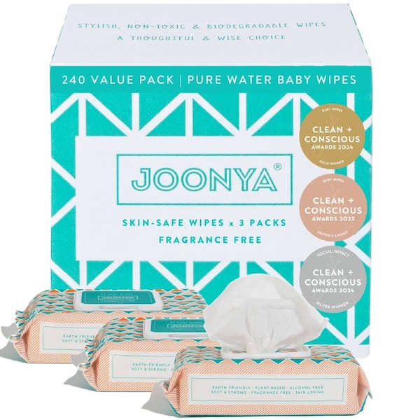 Joonya Baby Wipes - Fragrance Free - 80ct 3 pack x 80 (240)