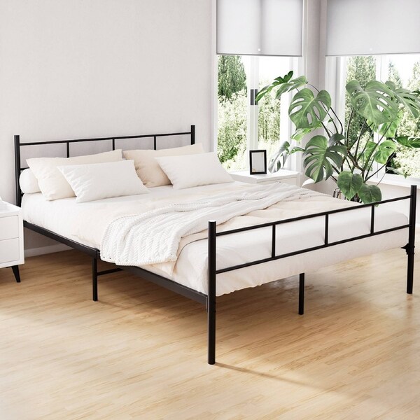 Artiss Metal Bed Frame Queen Double King Single Size Base Platform Bedroom Bed SOL - Queen - Black