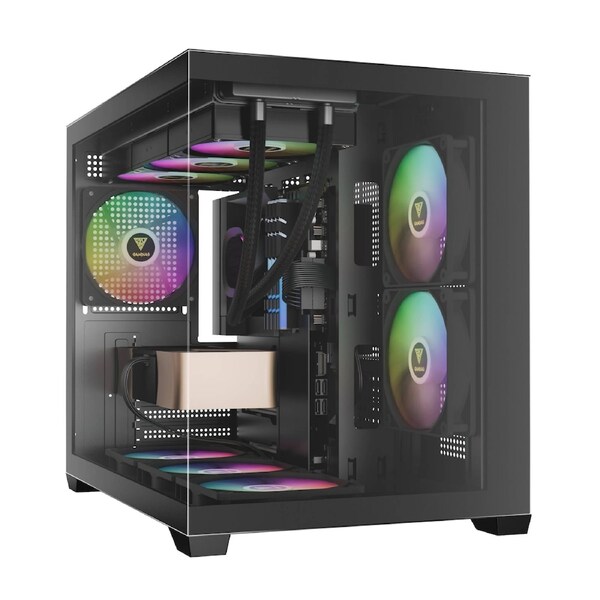 Gamdias AURA GC10M V2 M-ATX PC CASE Tempered Glass Side Panel with 3 ARGB Fans Black