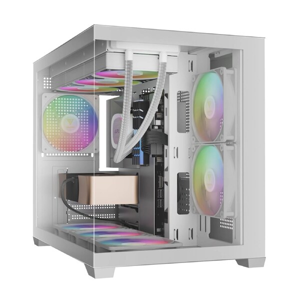 Gamdias AURA GC10M V2 M-ATX PC CASE Tempered Glass Side Panel with 3 ARGB Fans White