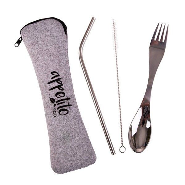 Appetito 3Pc Stainless Steel Traveller's Cutlery Set Silver
